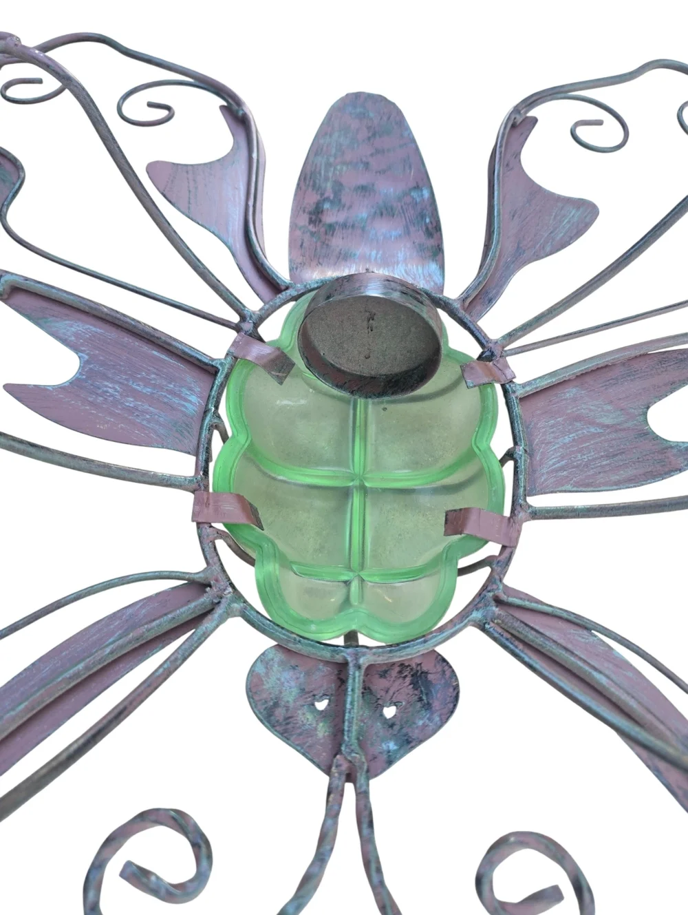 Butterfly Metal Wall Decor w/ Tealight Holder Purple Green 23” x 20” - Picture 5 of 10